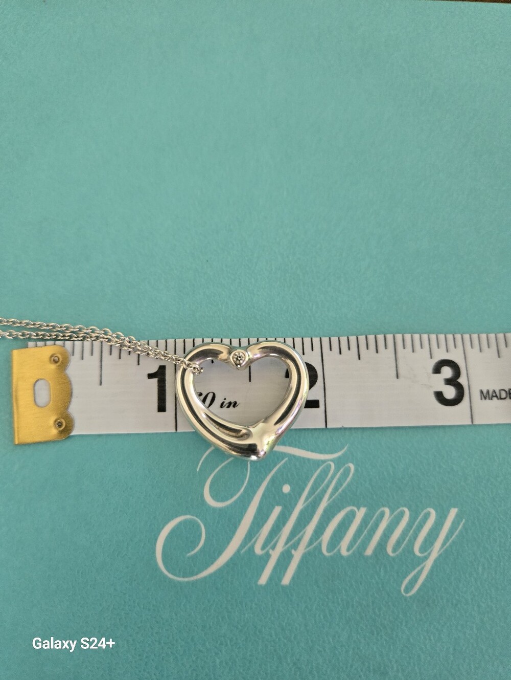 Tiffany & Co Elsa Peretti Necklace Open Heart with Diamond